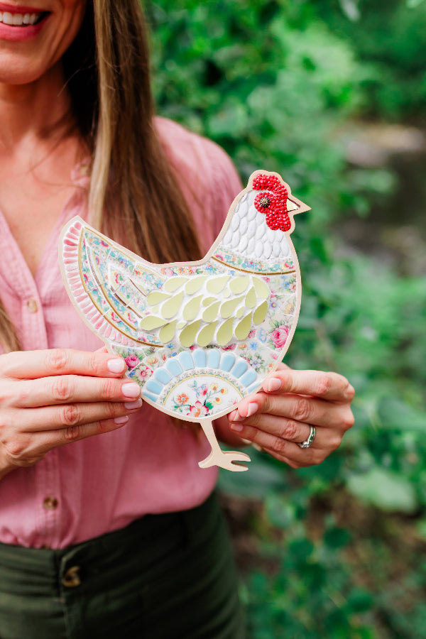 Chicken Picassiette Mosaic by Sharra Frank