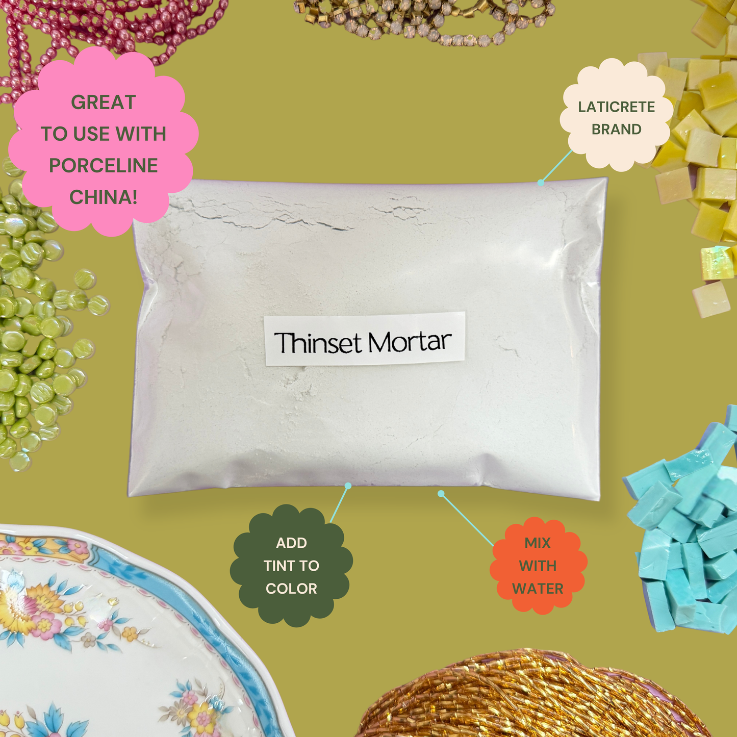 Sharra’s Go-To Thinset: Laticrete Thinset Mortar (White), 8 oz