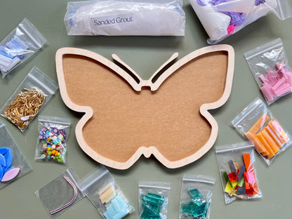 Mosaic window hanging frame with glass and bead kit parts.