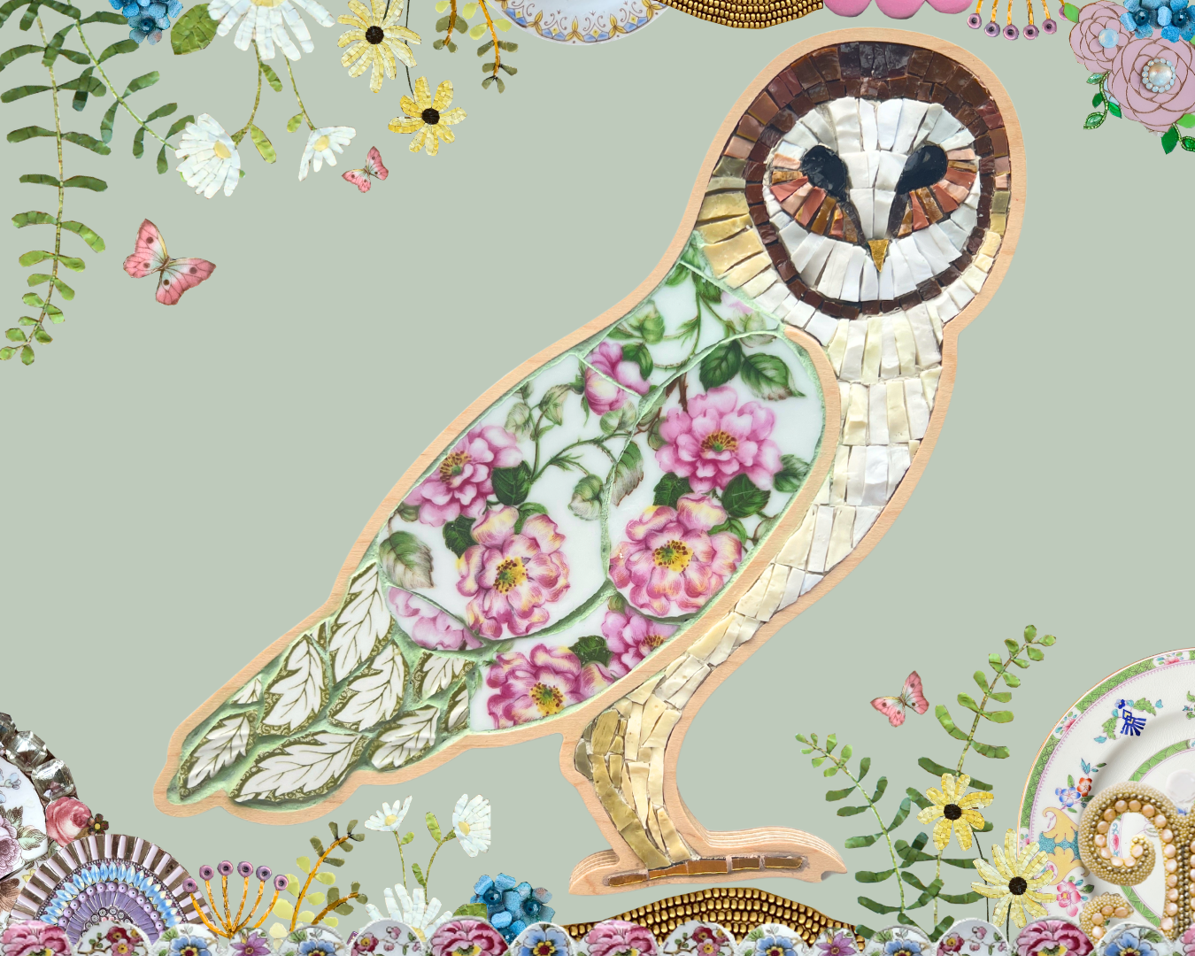New! Mosaic Art Print of Original Owl Mosaic by Sharra Frank