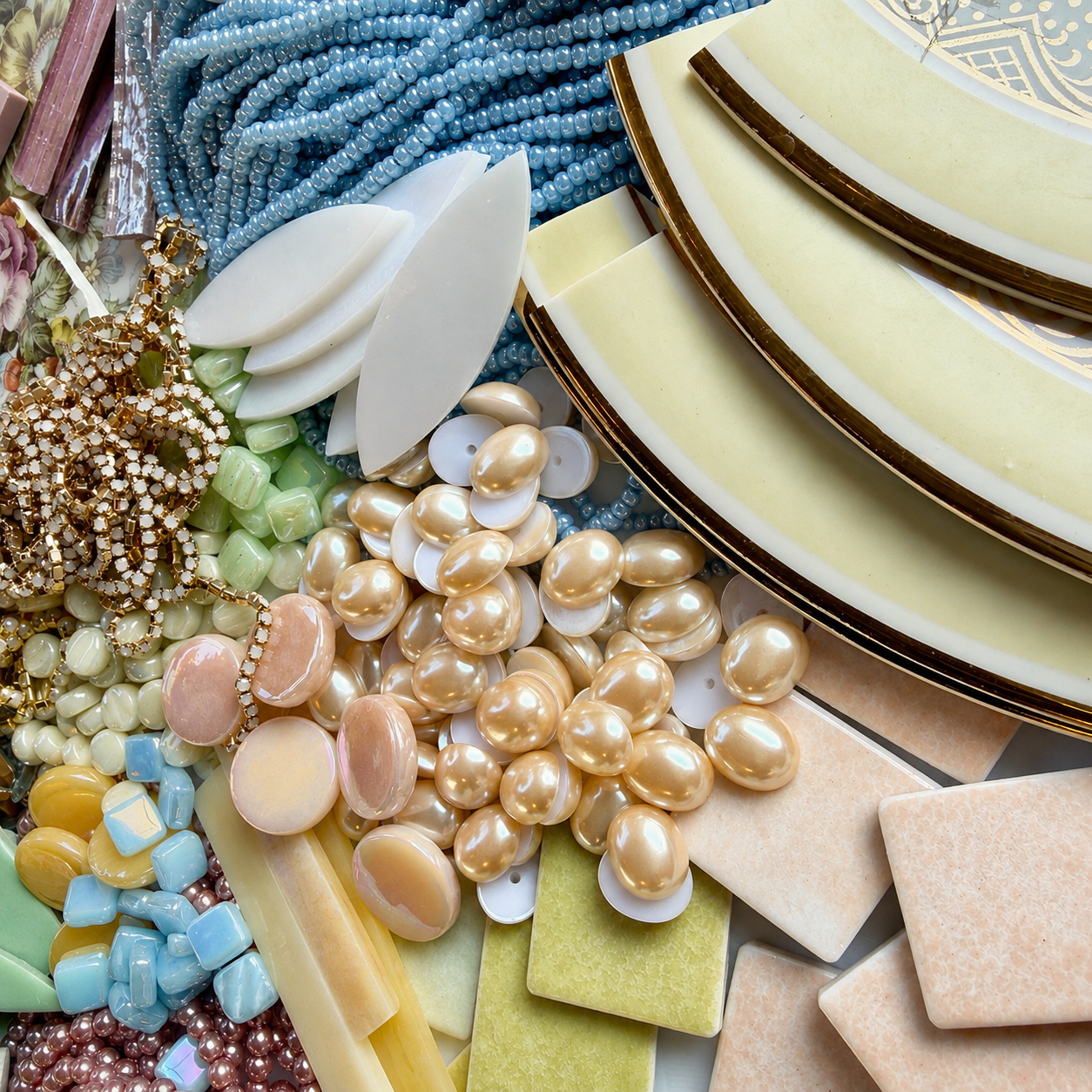 Mosaic Tesserae Supply Bundle - Soft & Sweet Pastels (Blush, Ivory, Lavender, Mint, Peach)