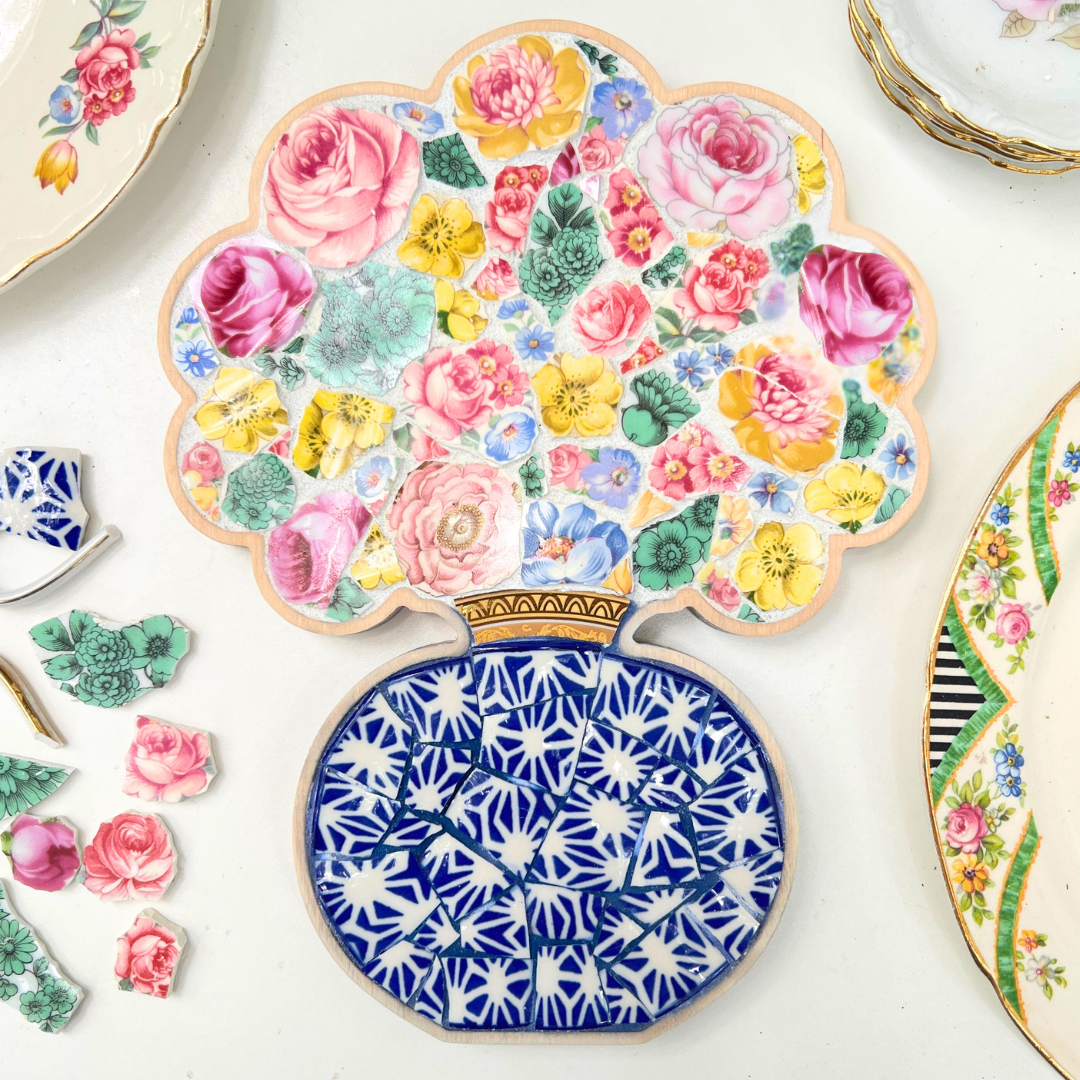 Picassiette mosaic bouquet design by Sharra Frank