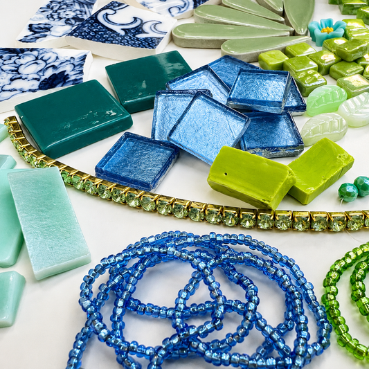 Mosaic Tesserae Supply Bundle - Cool Colors (Green, Blue, Purple)