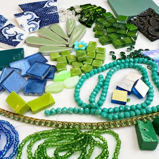 Mosaic Tesserae Supply Bundle - Cool Colors (Green, Blue, Purple)