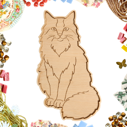 New! Long-Haired Cat Mosaic Frame