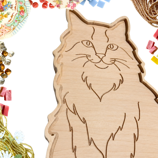 New! Long-Haired Cat Mosaic Frame