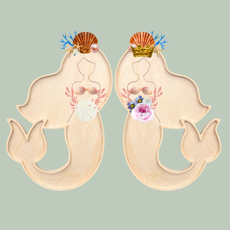 Wooden mermaid mosaic frames