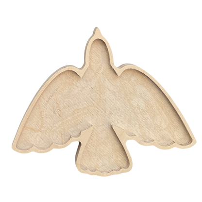 Wooden dove shaped mosaic frame template cutout 