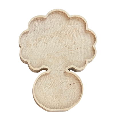 Wooden mosaic frame template for a bouquet of flowers in a vase.