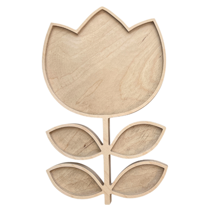 Wooden tulip-shaped mosaic frame and template for mosaic art.