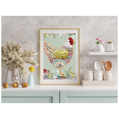 New! Mosaic Art Print of Original Chicken Mosaic by Sharra Frank