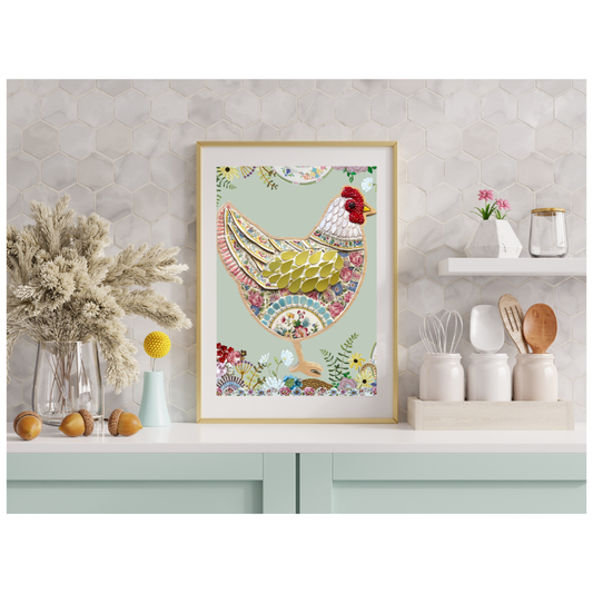 New! Mosaic Art Print of Original Chicken Mosaic by Sharra Frank