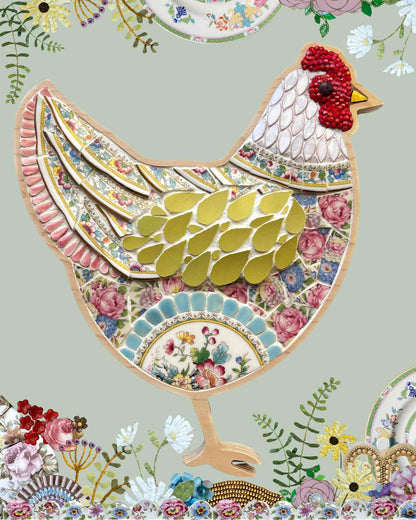 New! Mosaic Art Print of Original Chicken Mosaic by Sharra Frank