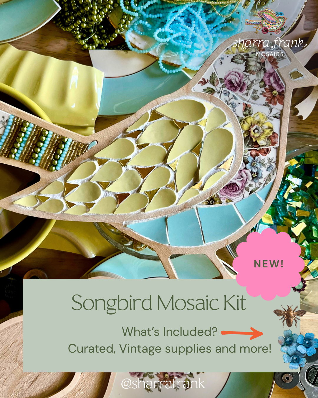 NEW! Heirloom Songbird Mosaic + Video Instruction