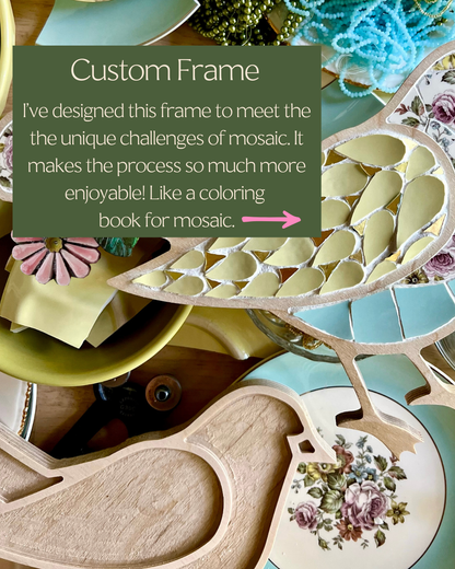 Custom mosaic frame designed by Sharra Frank.