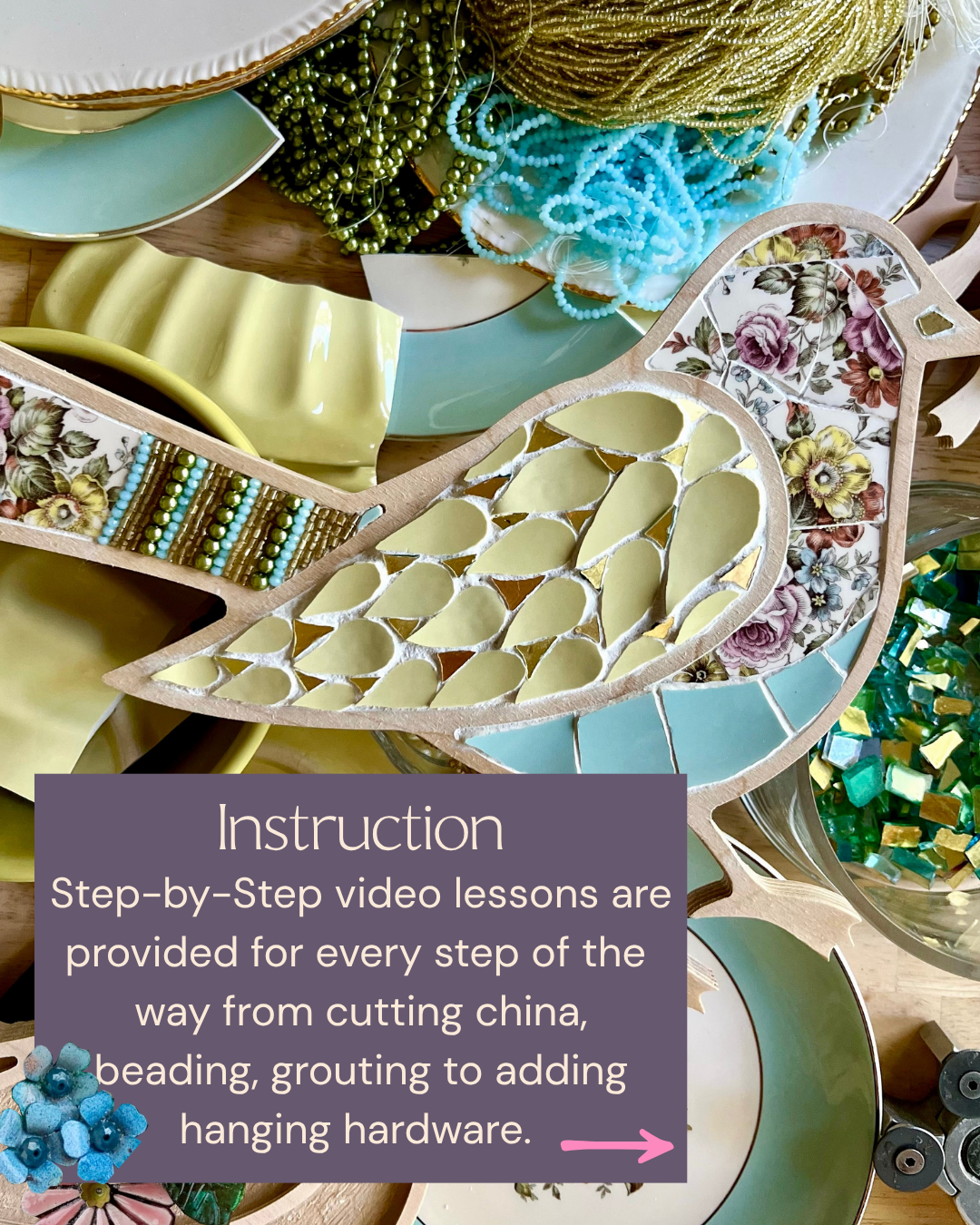 NEW! Heirloom Songbird Mosaic + Video Instruction